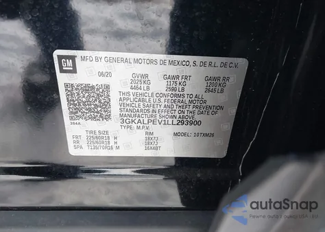 2020 GMC Terrain Fwd Slt z USA, uszkodzony, nr VIN 3GKALPEV1LL293900